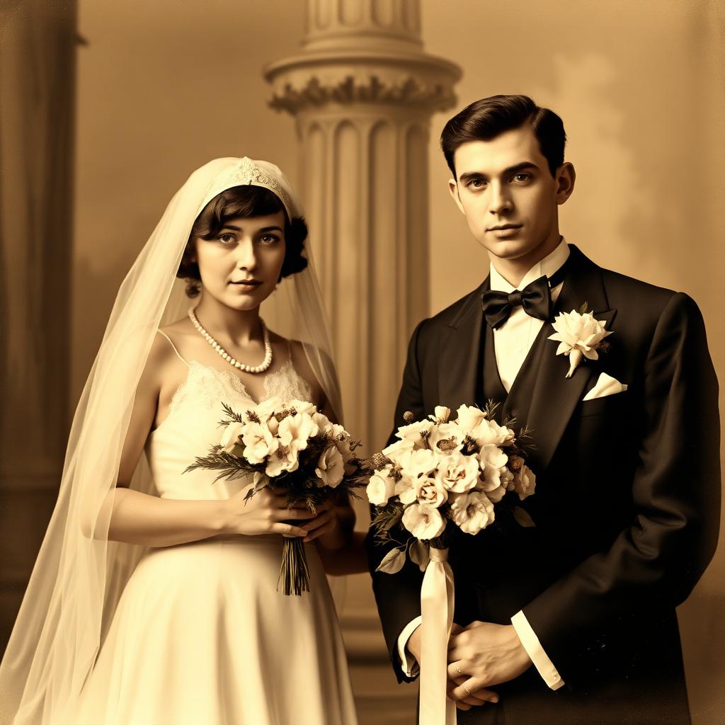 1924 wedding portrait, restored