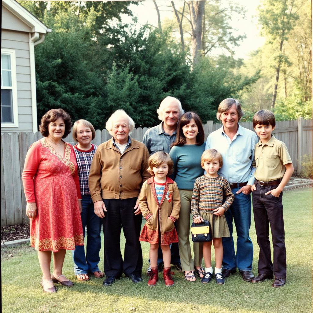 1977 family gathering, restored