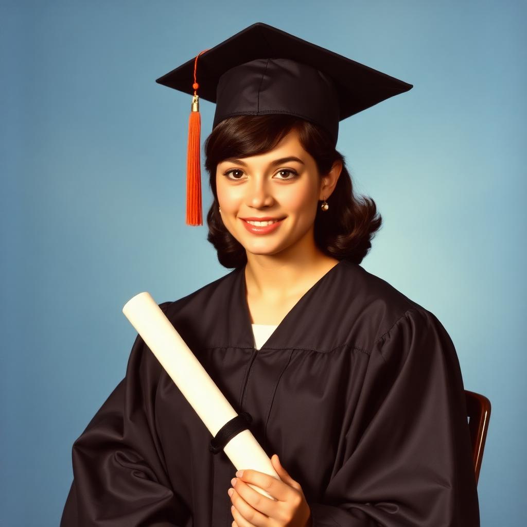 1986 graduation portrait, restored